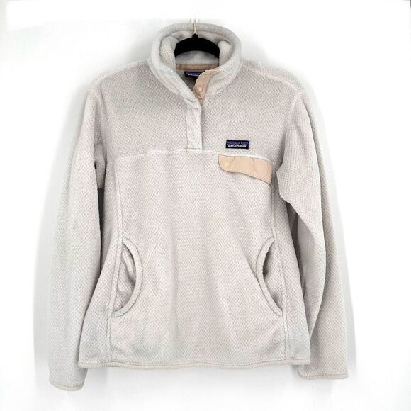 PATAGONIA Women's Re-Tool Snap-T Fleece Pullover white medium cozy soft jacket - Picture 3 of 11